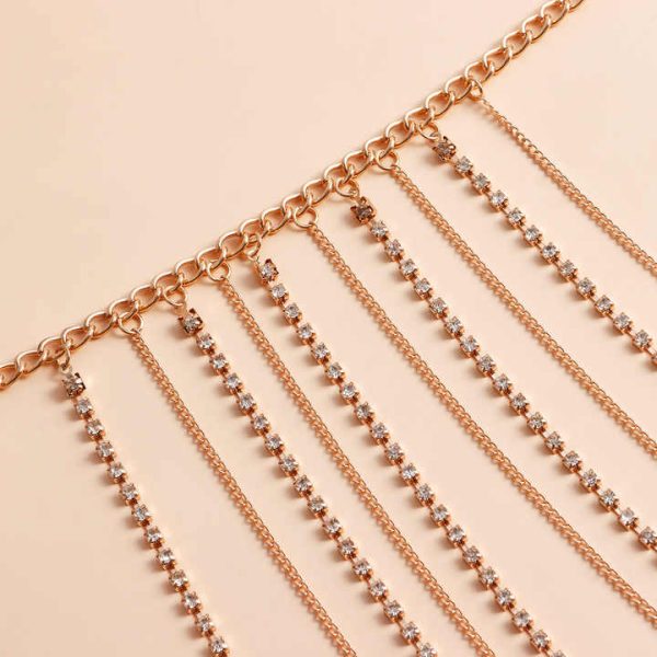 Multi-layer Rhinestone Body Chain Female Beach Style Hollow Waist Chain Fine Jewelry Body Chain