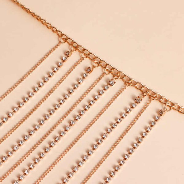 Multi-layer Rhinestone Body Chain Female Beach Style Hollow Waist Chain Fine Jewelry Body Chain