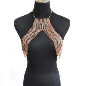 Handmade Brass Crystal Rhinestone Bra Body Chain Classic Unisex Body Jewelry for Wedding Party Anniversary Gift