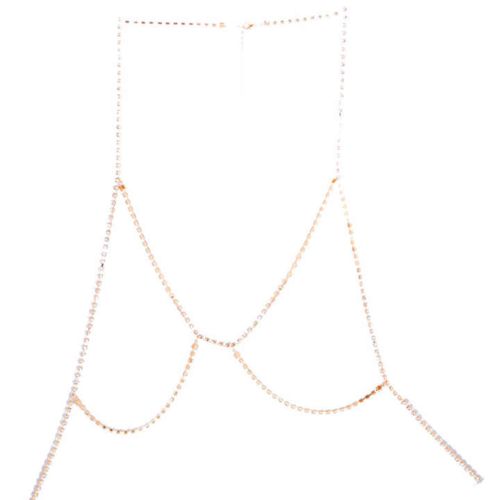 Hot Sale Women Summer Beach Bikini Bra Body Chain Silver Gold Plated Sexy Rhinestone Body Chain Tops