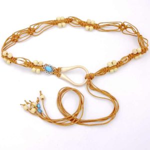 Trendy Shell Accent Sterling Silver Waist Chain Hand-Woven Ethnic Belly Jewelry for Women