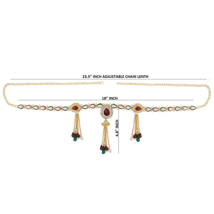 Indian Fashion Jewelry Gold Plated Crystal Waist Belt Belly Chain Kamarbandh Bridal Body Jewelry for Bridal