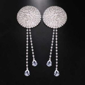 Crystal Rhinestone Tassel Nipple Pasties Body Chain Cover Stickers for Women