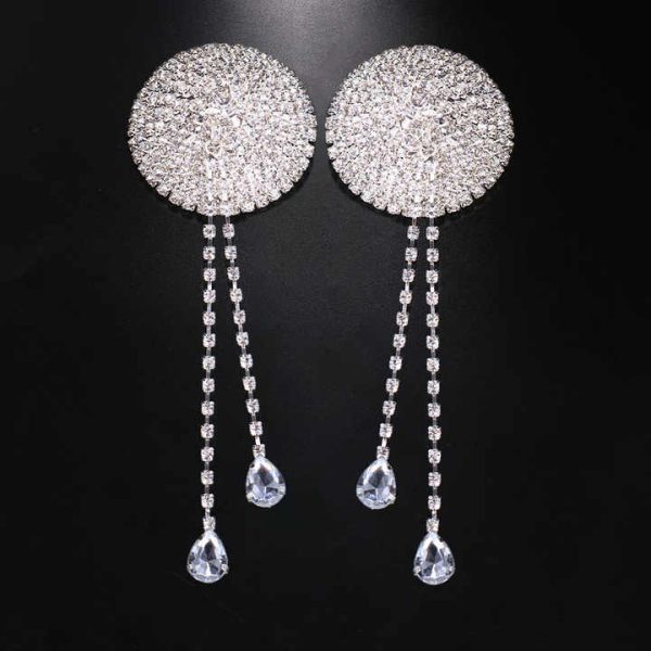 Rhinestone Tassel Nipple Pasties Body Chain Rhinestone Nipple Cover Sticker Crystal Chest Nipple Stickers for Women