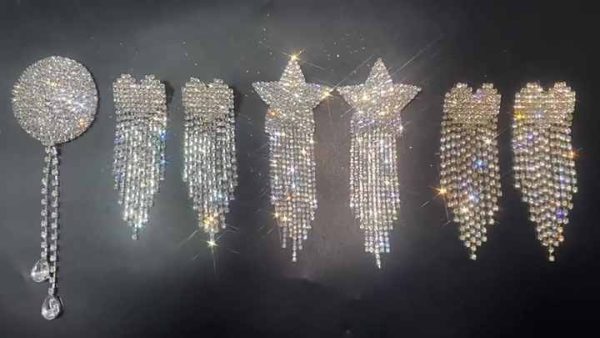 Rhinestone Tassel Nipple Pasties Body Chain Rhinestone Nipple Cover Sticker Crystal Chest Nipple Stickers for Women