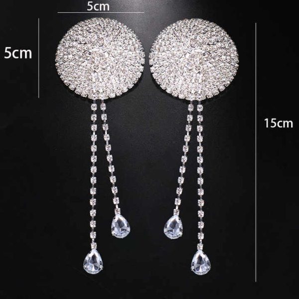 Rhinestone Tassel Nipple Pasties Body Chain Rhinestone Nipple Cover Sticker Crystal Chest Nipple Stickers for Women