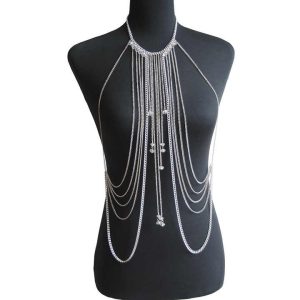 Classic Zircon Snake Chain Pendant Necklace and Bracelet Jewelry Set for Women - Alloy with Micro Insert Inlay