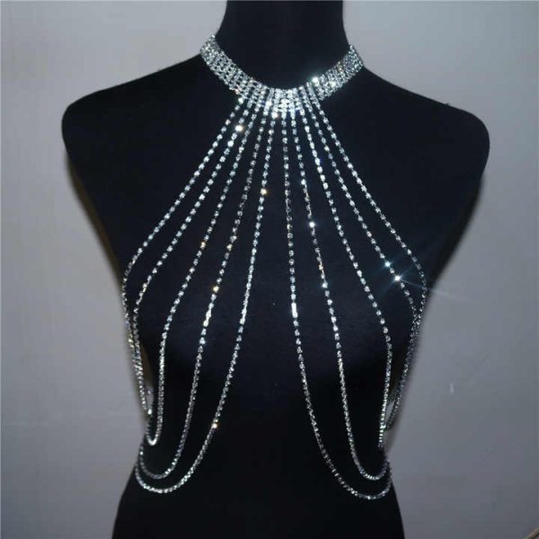 Hot Selling Women's Fashion Gold Body Chain Sexy Full Body Jewelry with Rhinestone Multi-layer Alloy for Parties-Wholesale