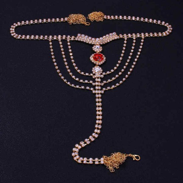 2024 New Boyi Dainty Fashion Sparkling Rhinestone T Shape Body Chain Body Accessories Glittering Crystal Diamond Belly Waist