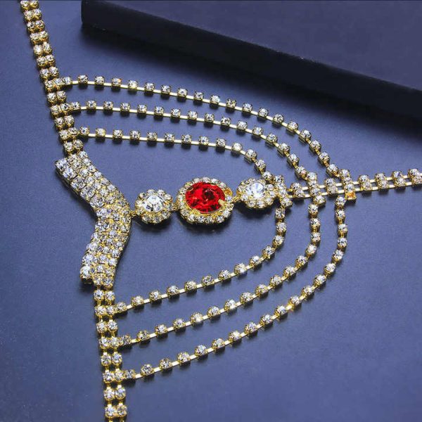 2024 New Boyi Dainty Fashion Sparkling Rhinestone T Shape Body Chain Body Accessories Glittering Crystal Diamond Belly Waist