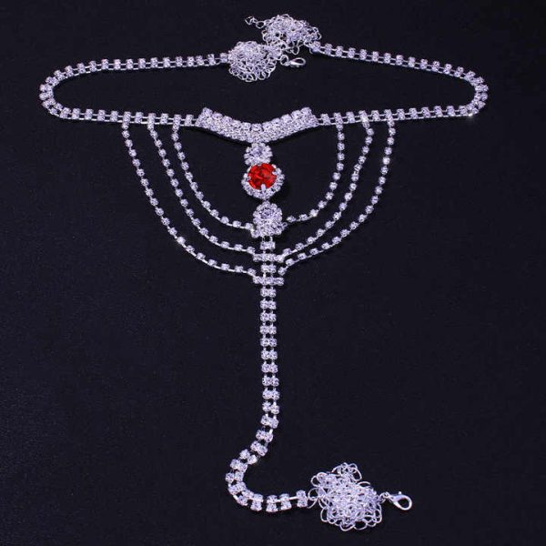 2024 New Boyi Dainty Fashion Sparkling Rhinestone T Shape Body Chain Body Accessories Glittering Crystal Diamond Belly Waist