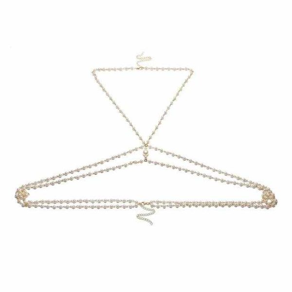 Europe United States Cross-Border Hot Sale Female Temperament Design Body Chain Pearl Multi-Layer Tassel Hand Body Chain Fashion