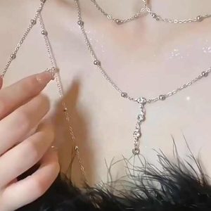 Trendy Alloy Body Chain Necklace Adjustable Chest Jewelry with Water Drop Design for Women