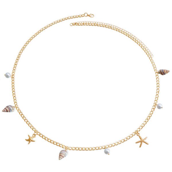Spice Girls Diamond Waist Chain Classic Style Shell Star Charm Y2K Fashion Jewelry Body Chain Beach Belt for Summer Gift