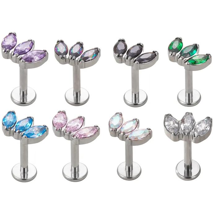 16G Internally Threaded Labret Marquise CZ Labret Piercing Tragus Cartilage Earring Ear Stud Ring Trendy Sale Fashion Piercing