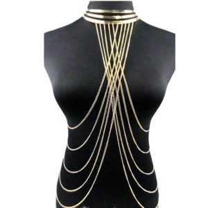 Women's Sexy Body Chain Jewelry Set - Adjustable Waist Chain, Bikini Tassel, Breast Harness for Party Wear