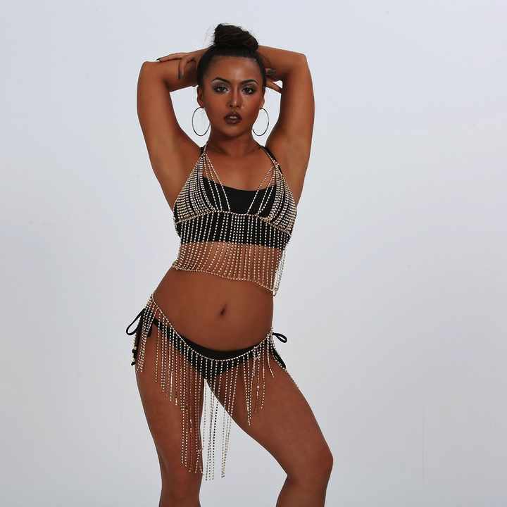 Fashion Zircon Crystal Body Chain Simple Sexy Hollow Body Chain Waist Chain for Women