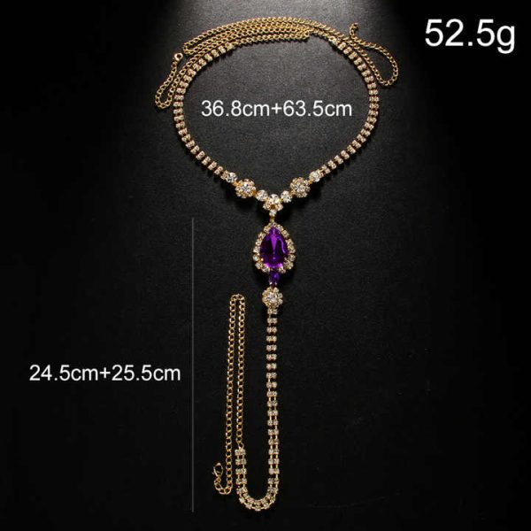 Panda Pia Factory's Shining Full Diamond Purple Gemstone Body Chain Fashionable Rhinestone Underwear Pant Chain Alloy Nightclubs