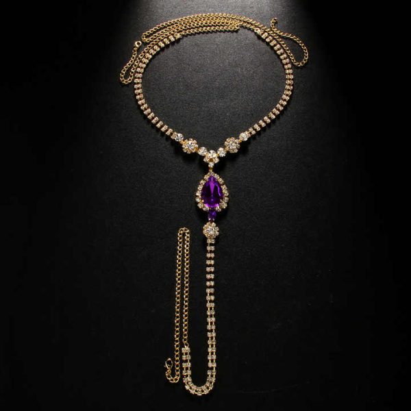 Panda Pia Factory's Shining Full Diamond Purple Gemstone Body Chain Fashionable Rhinestone Underwear Pant Chain Alloy Nightclubs