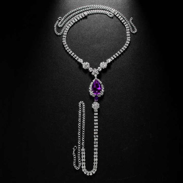 Panda Pia Factory's Shining Full Diamond Purple Gemstone Body Chain Fashionable Rhinestone Underwear Pant Chain Alloy Nightclubs