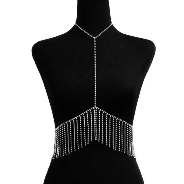 2024 New Wholesale Sexy Bikini Body Chain Jewelry Luxury Body Jewelry Fashion Metal Tassels studded Chest Chain.
