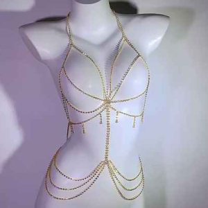 Adjustable Multi-Color Crystal Rhinestone Body Chain for Women - Trendy Hollow Shoulder Jewelry for Party & Sexy Occasions