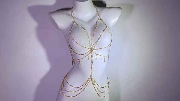 Adjustable Multi-Color Crystal Rhinestone Body Chain for Women - Trendy Hollow Shoulder Jewelry for Party & Sexy Occasions