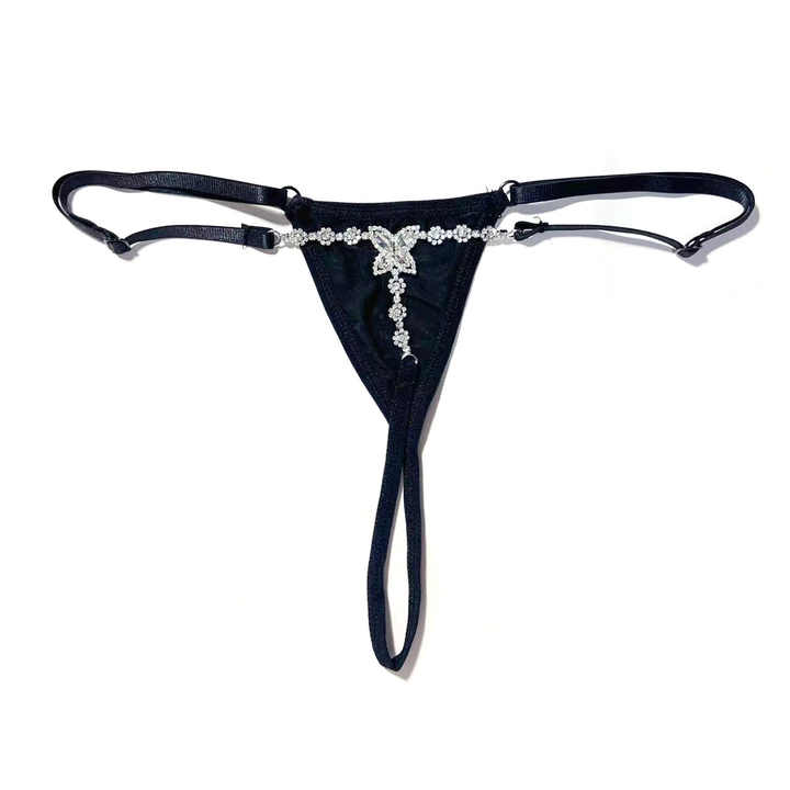 CC08 Women's Sexy Gold Plated Body Chain Punk Style Butterfly Waist Chain with Rhinestones Embellishment for Parties