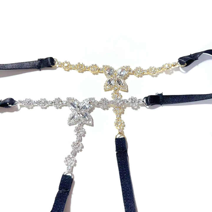 CC08 Women's Sexy Gold Plated Body Chain Punk Style Butterfly Waist Chain with Rhinestones Embellishment for Parties