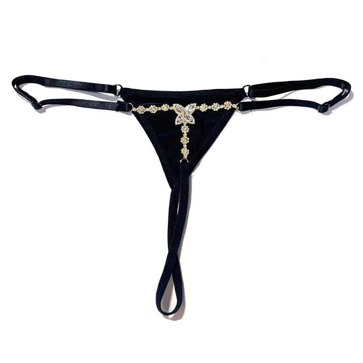 CC08 Women's Sexy Gold Plated Body Chain Punk Style Butterfly Waist Chain with Rhinestones Embellishment for Parties