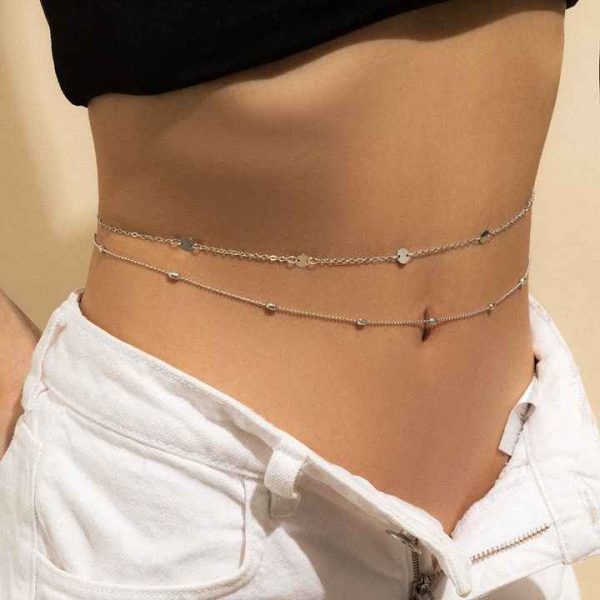 Sexy Vintage Aesthetic Belly Chain Thin Beads Link Body Chain Waist Chain Belt Streetwear Summer Women Fashion Body Jewelry