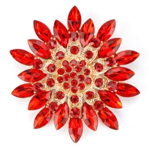Fashionable Creative Alloy Flower Brooch for Women - 5.3cm Rhinestone Floral Cloth Decoration Pin