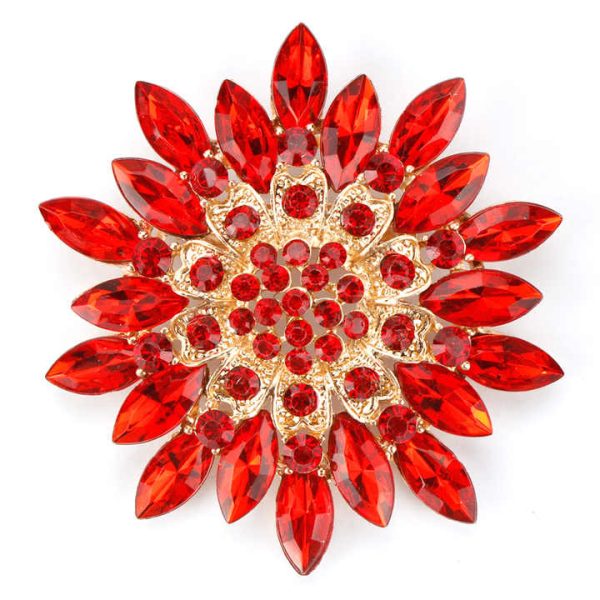 Fashionable Creative Alloy Flower Brooch for Women - 5.3cm Rhinestone Floral Cloth Decoration Pin