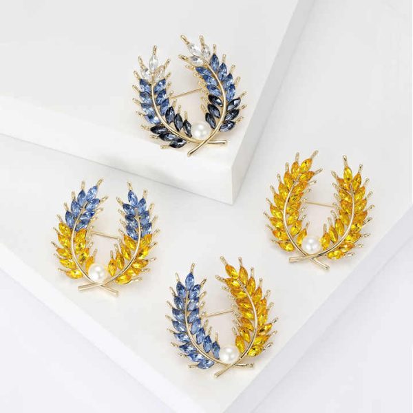 Trendy Alloy Brooches Ear-Wheat Pearl Rhinestones Women's Office Lapel Pins Badges Party Engagement Wedding Gifts Accessories
