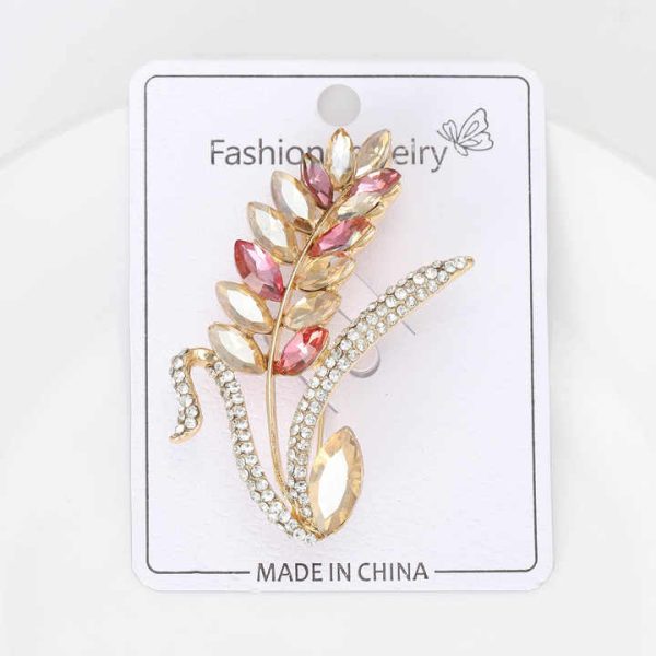 Trendy Alloy Brooches Ear-Wheat Pearl Rhinestones Women's Office Lapel Pins Badges Party Engagement Wedding Gifts Accessories
