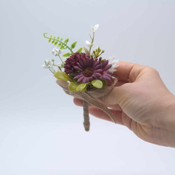 Daisy Simulation Flower Brooches for Wedding and Engagement Corsage Decor for Bridal and Bridegroom