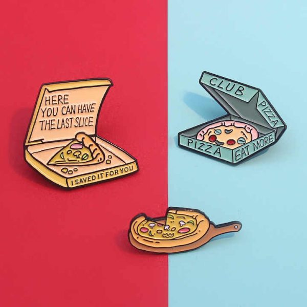 Wholesale Trendy Cartoon Food Elements Delicious Smiling Face Pizza Brooch Trendy Clothing Badge Accessories