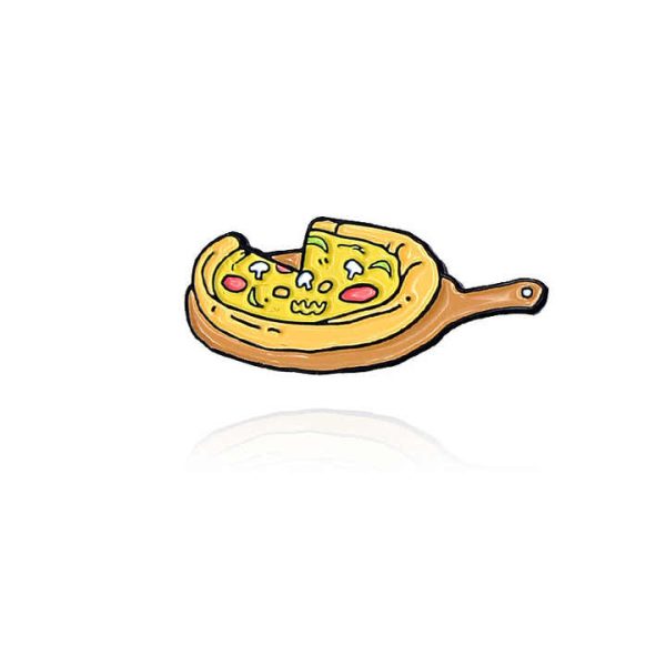 Wholesale Trendy Cartoon Food Elements Delicious Smiling Face Pizza Brooch Trendy Clothing Badge Accessories