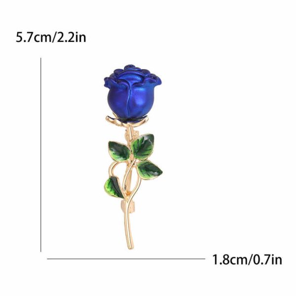 Elegant Temperament Korean Brooch Pin Gift Dress Suit Coat Lapel Pin Alloy Enamel Blue Red Rose Brooch Pin for Women