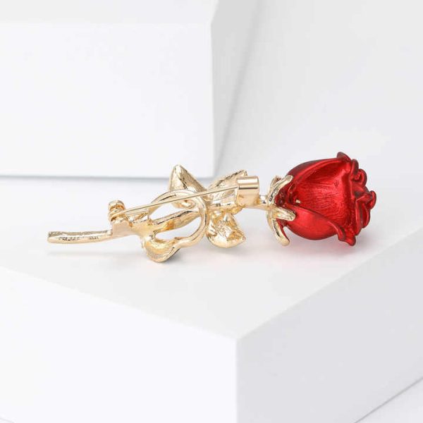 Elegant Temperament Korean Brooch Pin Gift Dress Suit Coat Lapel Pin Alloy Enamel Blue Red Rose Brooch Pin for Women