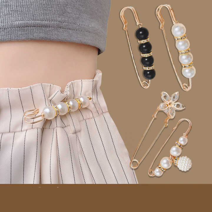 Hot Selling Women Pearl Brooch Fashion Adjustable Fixed Clothing Pants Alloy Brooch Clothing Accessories