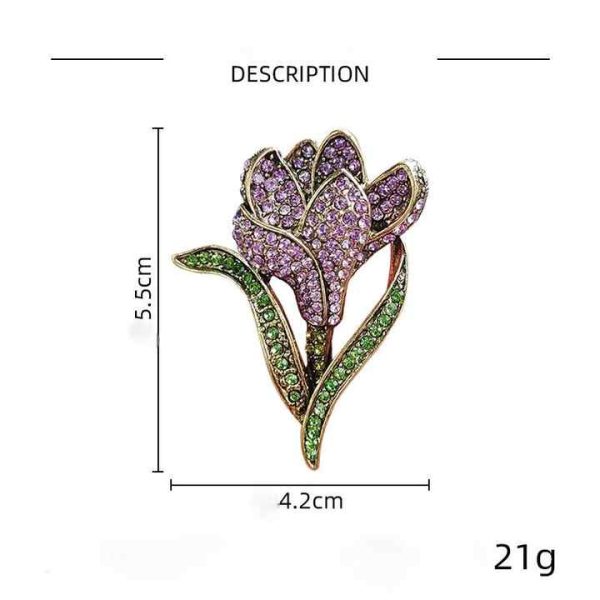 Personality Charming Lady Diamond Brooches Delicate Elegant Light Luxury Tulip Flower Brooch 2025 New Trendy Fashion Accessories