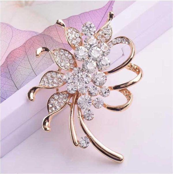 Rhinestone Vintage Flower Brooch for Women Brooch Pin Fashion Dress Coat Accessories Jewelry Christmas Valentine Gift