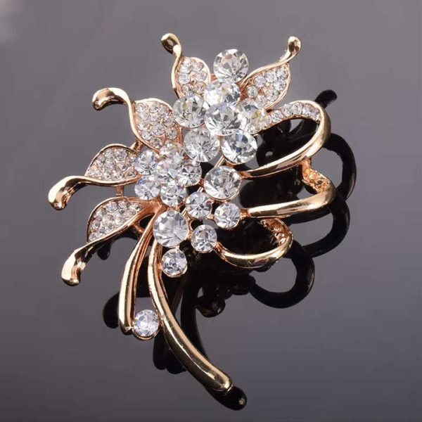 Rhinestone Vintage Flower Brooch for Women Brooch Pin Fashion Dress Coat Accessories Jewelry Christmas Valentine Gift