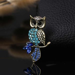 C Owl Bird Rhinestone Brooches and Pins for Women 2024