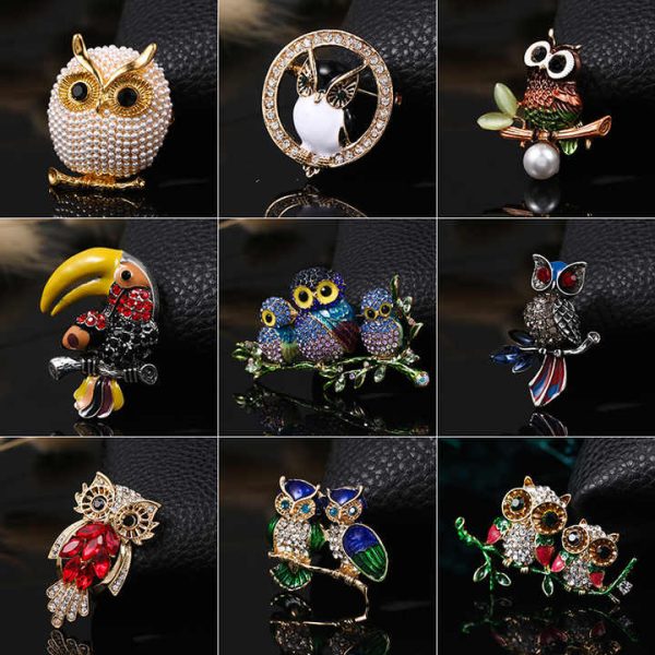 C Owl Bird Rhinestone Brooches and Pins for Women 2024