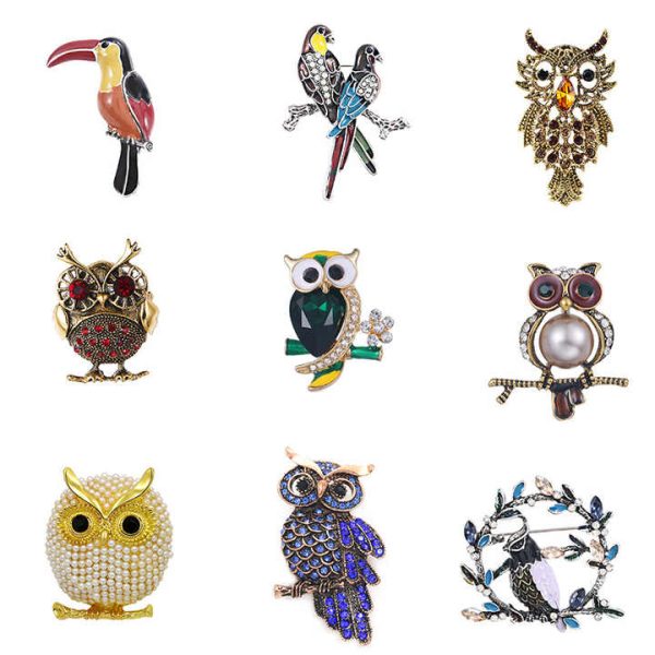 C Owl Bird Rhinestone Brooches and Pins for Women 2024