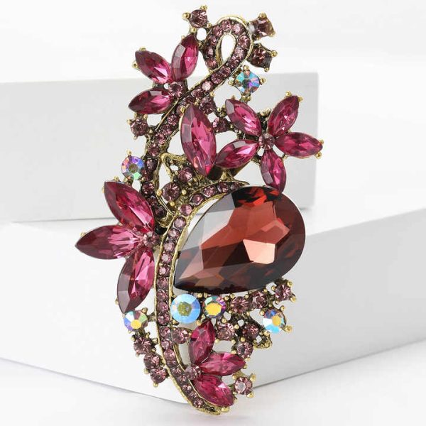 Retro Women Crystal Brooch Cheap Brooches Pins Flower Design Diamond Brooch for Women Wholesale