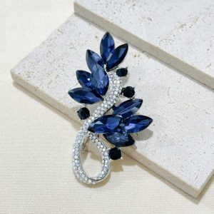 Ladies New Delicate Fashion Blue Brooch Hot Sales Popular High Quality Wholesale Crystal Brooches Party Coat Suit Accessories