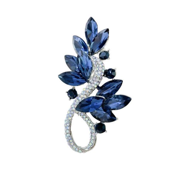Ladies New Delicate Fashion Blue Brooch Hot Sales Popular High Quality Wholesale Crystal Brooches Party Coat Suit Accessories